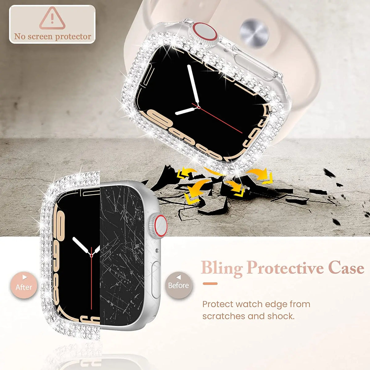 Diamond Full Protective Case for Apple Watch Series 7 41MM 45MM Cover For iWatch 6 SE 5 4 3 38MM 42MM 40mm 44mm Accessories - Stereotech