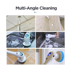 Electric Cleaning Brush 8-In-1 Display 3 Speed Rotatable with Light Kitchen Bathroom Floor Wireless Cleaning Brush
