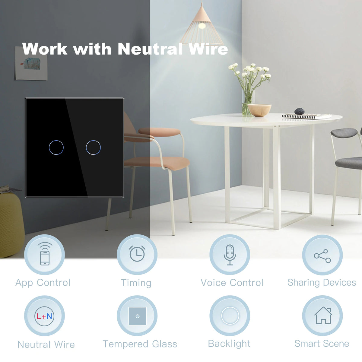 BSEED 1/2/3Gang Wifi Light Switches Smart Touch Switch Work With Tuya Smart Life Alexa App EU Electric Socket USB Type-C Prots