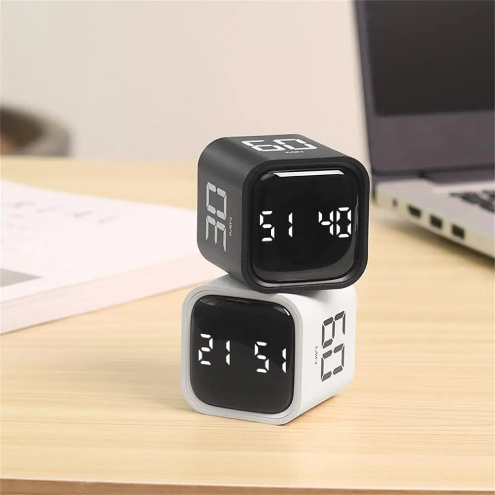 Mini Productivity Cube Timer Gravity Sensor Flipping LED Display 4 Preset Time Dual Modes Countdown Cooking Study Digital Timer