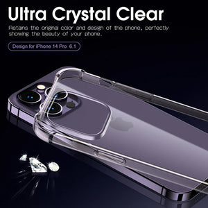 Luxury Shockproof Clear Phone Case For iPhone 11 12 13 14 15 Pro Max X XR XS 7 8 Plus Silicone Bumper Transparent Back Cover