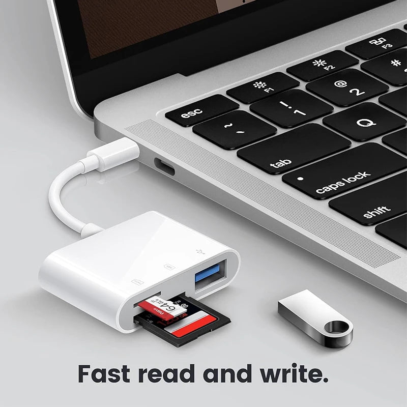 KUTOU 3 In 1 Adapter TF CF SD Memory Flash Card Reader  USB Type C OTG Writer for iPhone for iPad Macbook Huawei Samsung Xiaomi