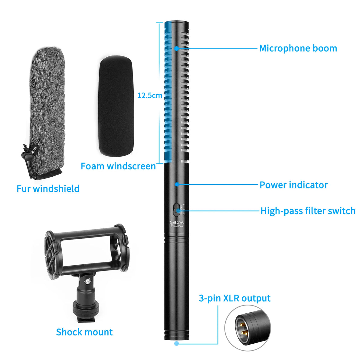 BOYA BY-BM6060 Professional Condenser Shotgun Microphone Handheld Mic for Canon Nikon Camera Vlog Recording Streaming Interview