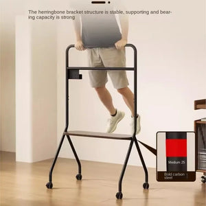 MOMO Floor Standing TV Support Shelf Removable With Wheels 32-75 Inches TV Cart All-in-one TV Shelf Mute Wheels