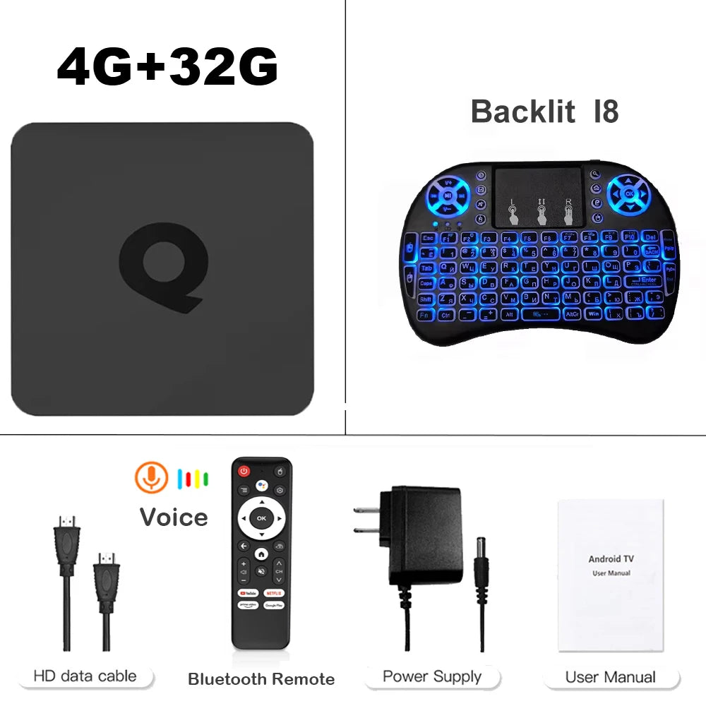 Android 14 TV Box Q1 ATV Quad Core H313 Dual Wifi 2.4G&amp;5G BT 8K Video Set Top Box Ram 4GB 8GB Rom 64GB 128GB Audio Midea Player