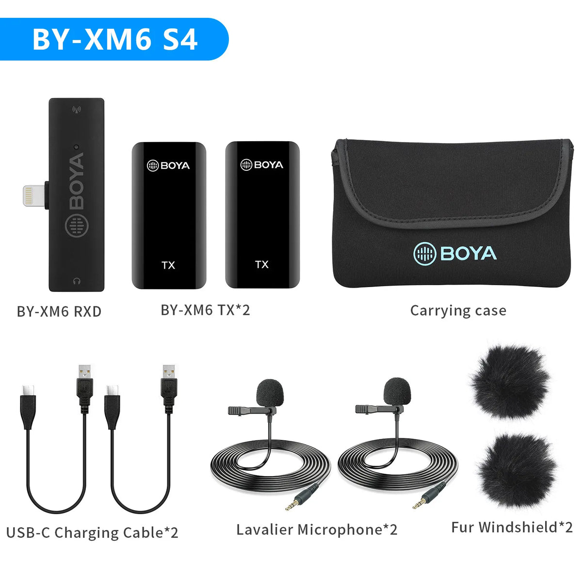 BOYA BY-XM6 S 2.4GHz Condenser Wireless Lavalier Lapel Microphone for PC Mobile Android iPhone DSLRs Cameras Streaming Youtube