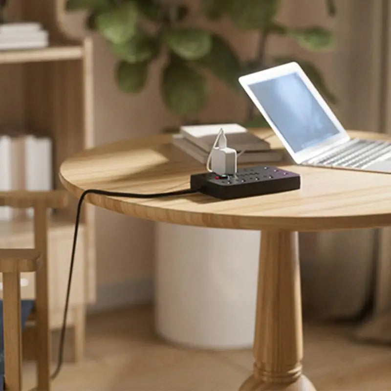 17-in-1 Plug Strip Plug Outlet Extender Strip Surge Protector Charging Station with 4 USB Ports and 2 Type-C Ports Flat Plug