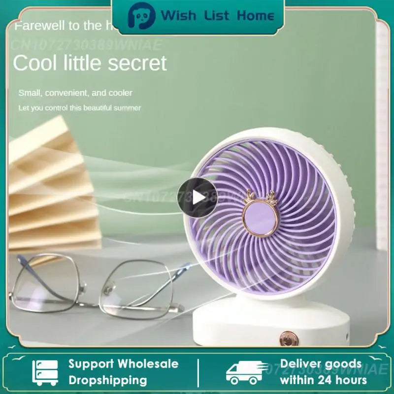 Electric Fan Usb Charging Rechargeable Powerful Portable Student Office Dormitory Small Gift Cooling Fans Small Desktop Fan - Stereotech
