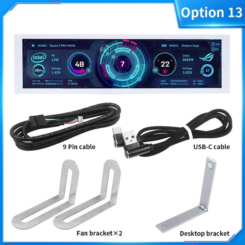 3.5 / 5 Inch IPS Type-C Secondary Screen Mini Computer USB Display CPU GPU RAM HDD Monitor with Holder Metal Case No Use AIDA64