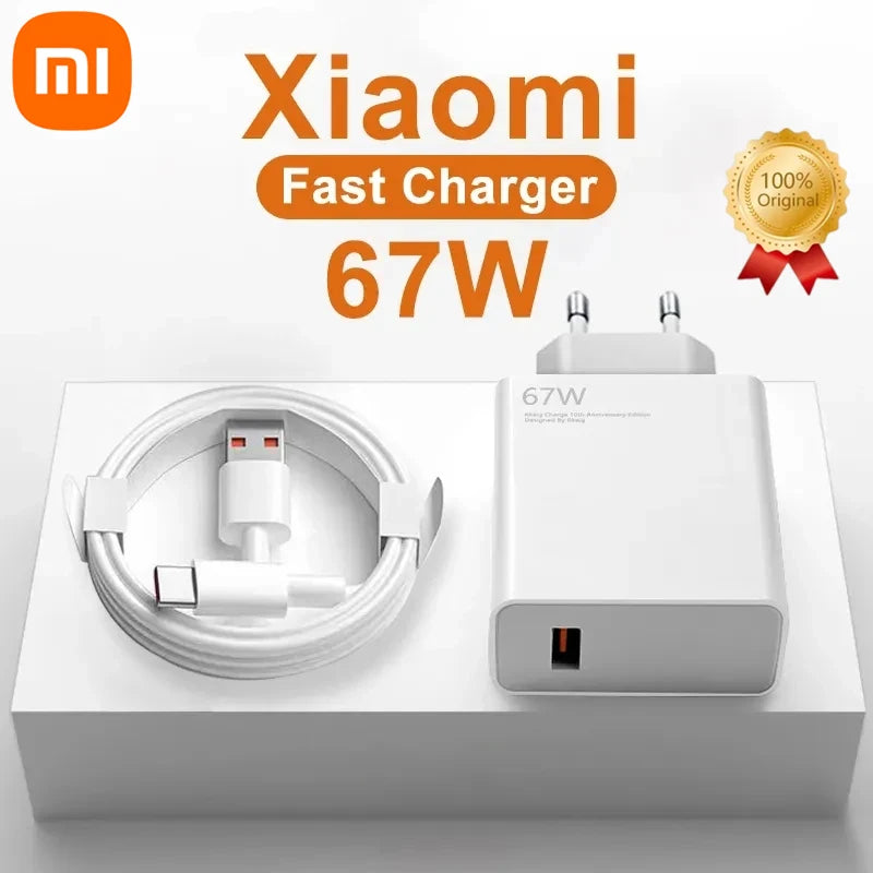 Xiaomi 67W USB Super Fast Gallium nitride Charger Power Adapter 6A Type-C Cable Quick Charge Applicable to Xiaomi Samsung Huawei - Stereotech