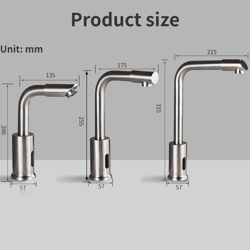 Brushed Nickel Kitchen Touchless Faucets Stainless Steel Sink Infrared Mixers Bathroom Smart Sensor Faucet Rotatable Vanity Tap