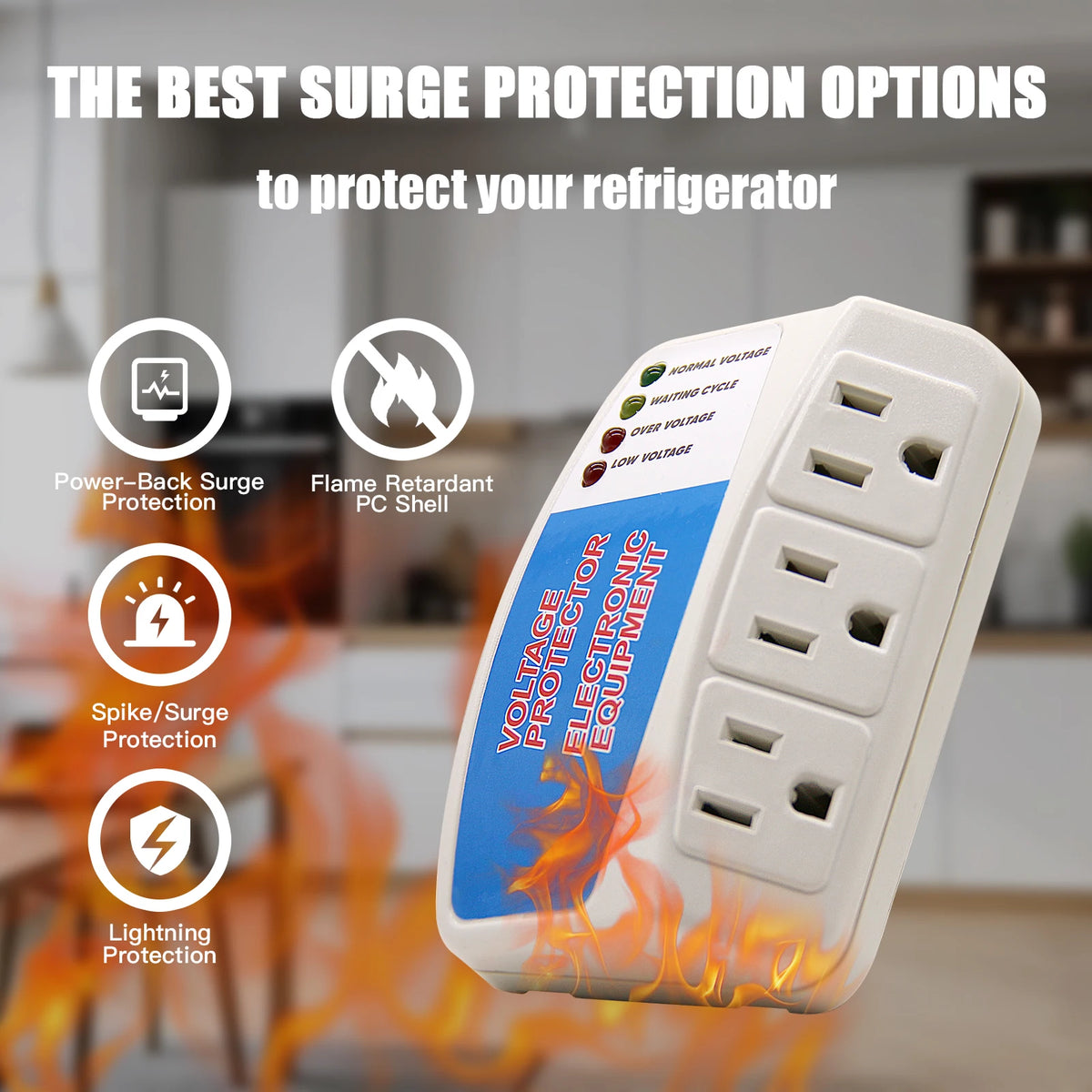 BSEED Power Surge Protector 120V Triple Wall Sockets Voltage Protector Home Refrige Brownout Plug US Standard 2/3Pack