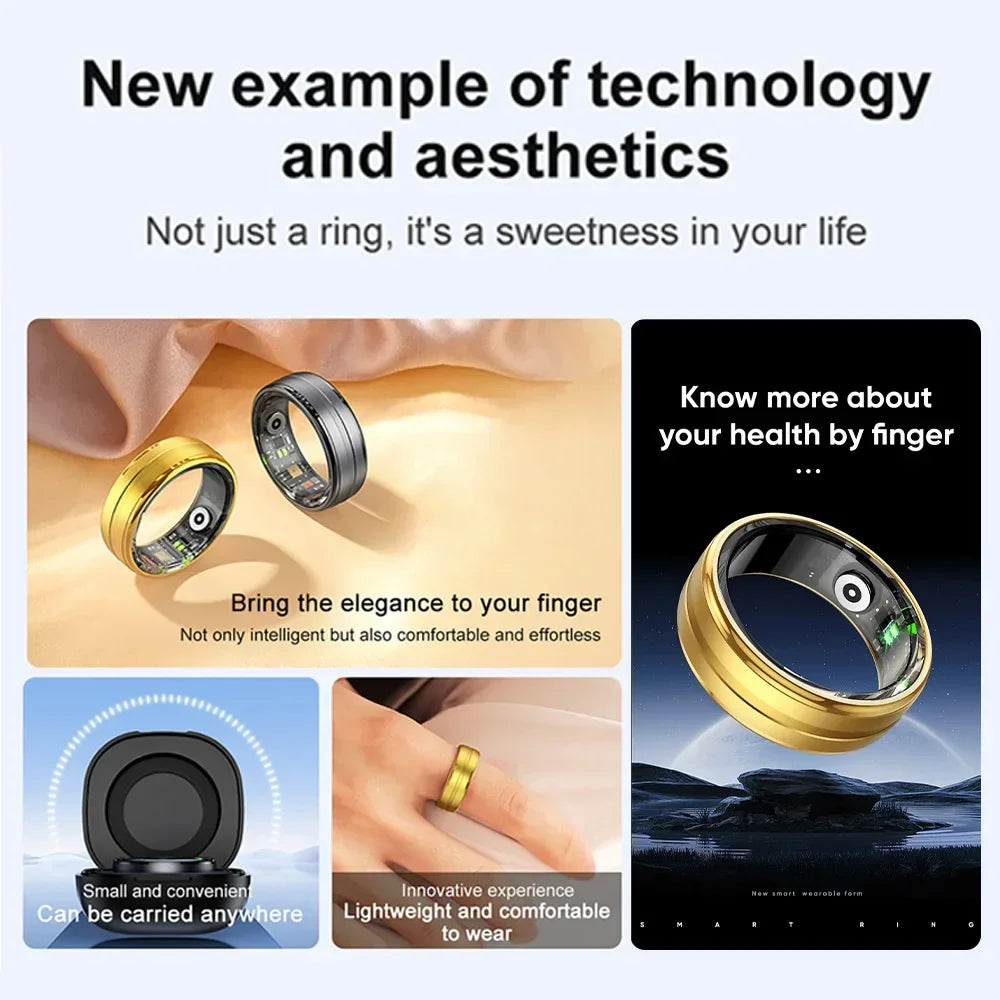 llNuyoah New R06 Smart Ring with Charging Case for Men Women Heart Rate and Blood Oxygen Monitor IP68 &amp; 5ATM Waterproof Sport