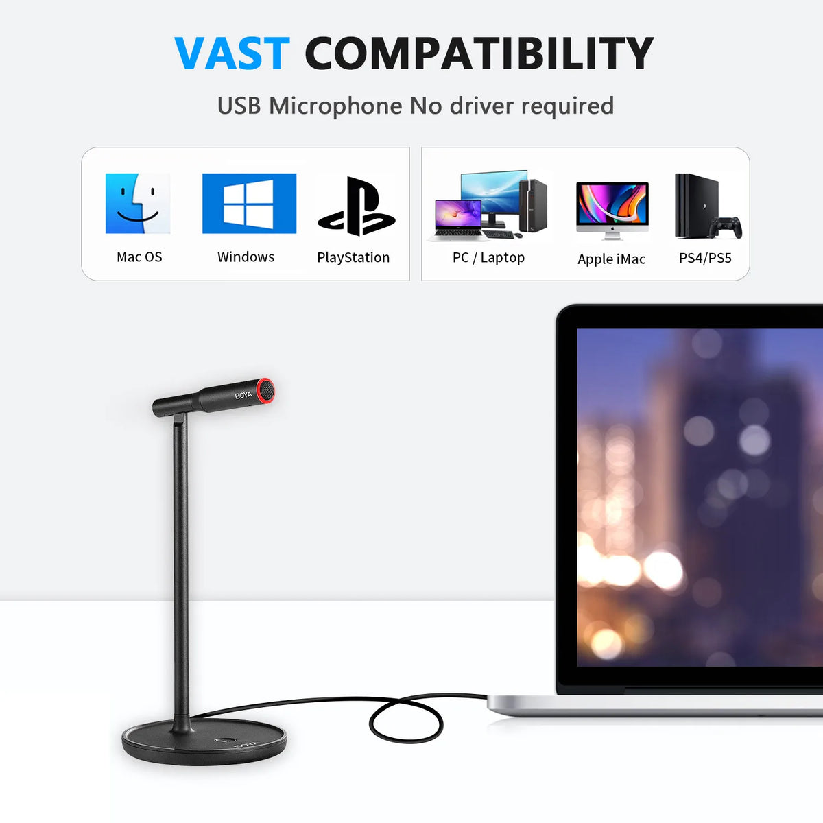 BOYA BY-CM1 USB Microphone Studio Condenser Mini Microphone for PC and Mac Computer Recording Streaming Gaming Video Singing