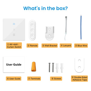 QCSMART Sunshade Curtain Blinds Switch Backlight RF & WiFi Remote Control Tuya Smart Life App Google Home Alexa Echo