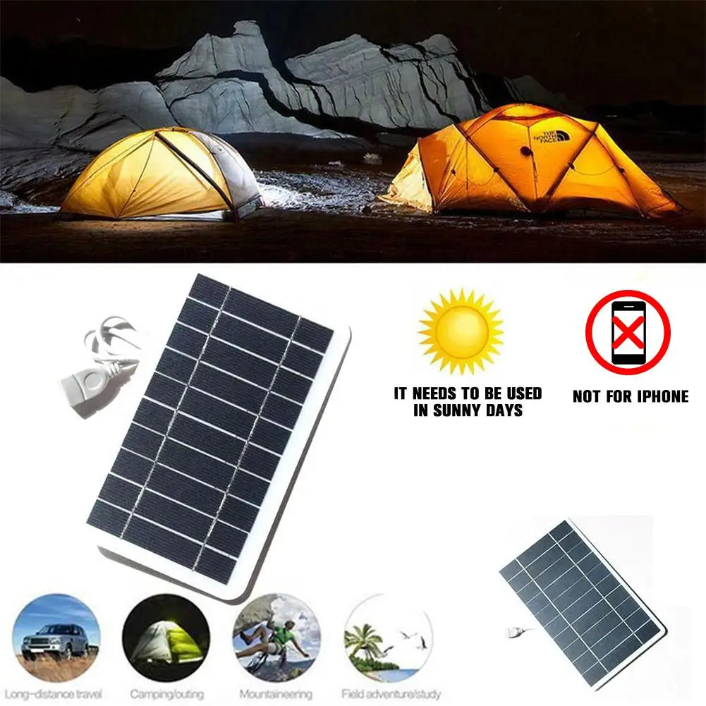 Portable Solar Panel 5V 2W Solar Plate with USB Safe Charge Stabilize Battery Charger for Power Bank Phone Outdoor Camping Home - Stereotech