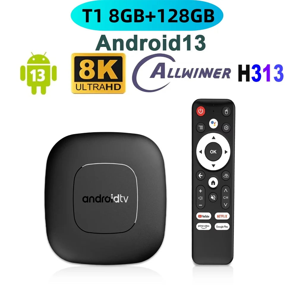 Android13 TV Box T11 Smart Home TV Allwinner H313 4K 8K 2.4G&amp;5G Dual Wifi 8GB 128GB Media Player BT5.2 Google Voice Set Top Box