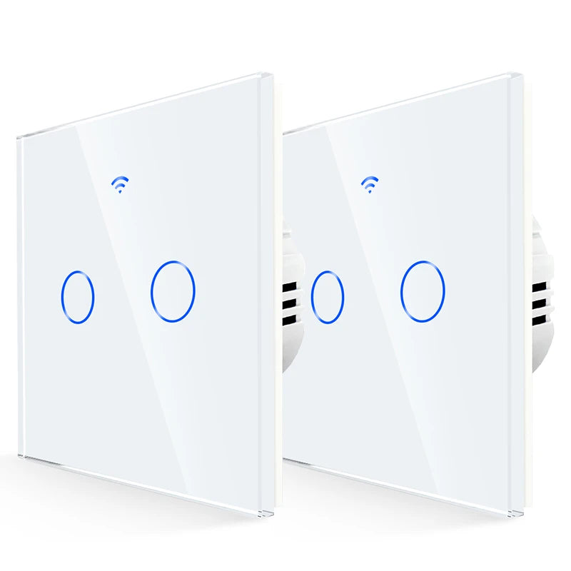 Bingoelec WiFi Smart 2 Way Switch EU 1 2 3 Gang Glass Wall Touch Switches RF433 Remote Control Alexa Google Home Compatible