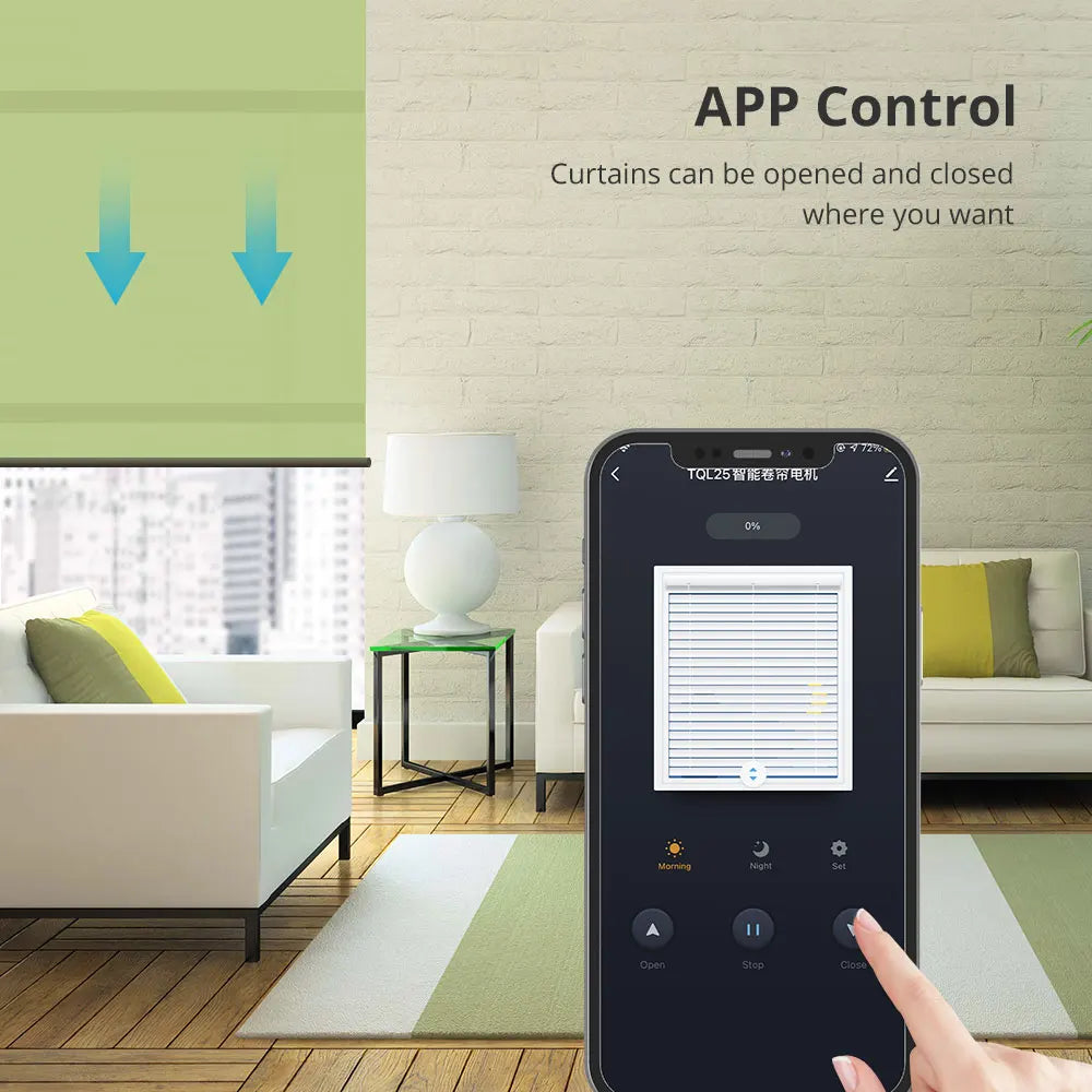 Tuya Smart Zigbee Roller Shades Motor Electric Curtain Engine Built in Battery for 30 37mm Tube Alexa Google Home Voice Control