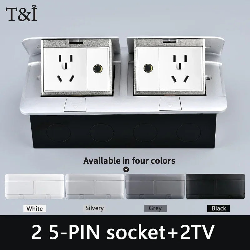 EU Floor Socket Hidden Desktop Socket with USB HDMI TV Cabinet Electrical Outlet Recessed Power Strip Table Socket 120x220mm