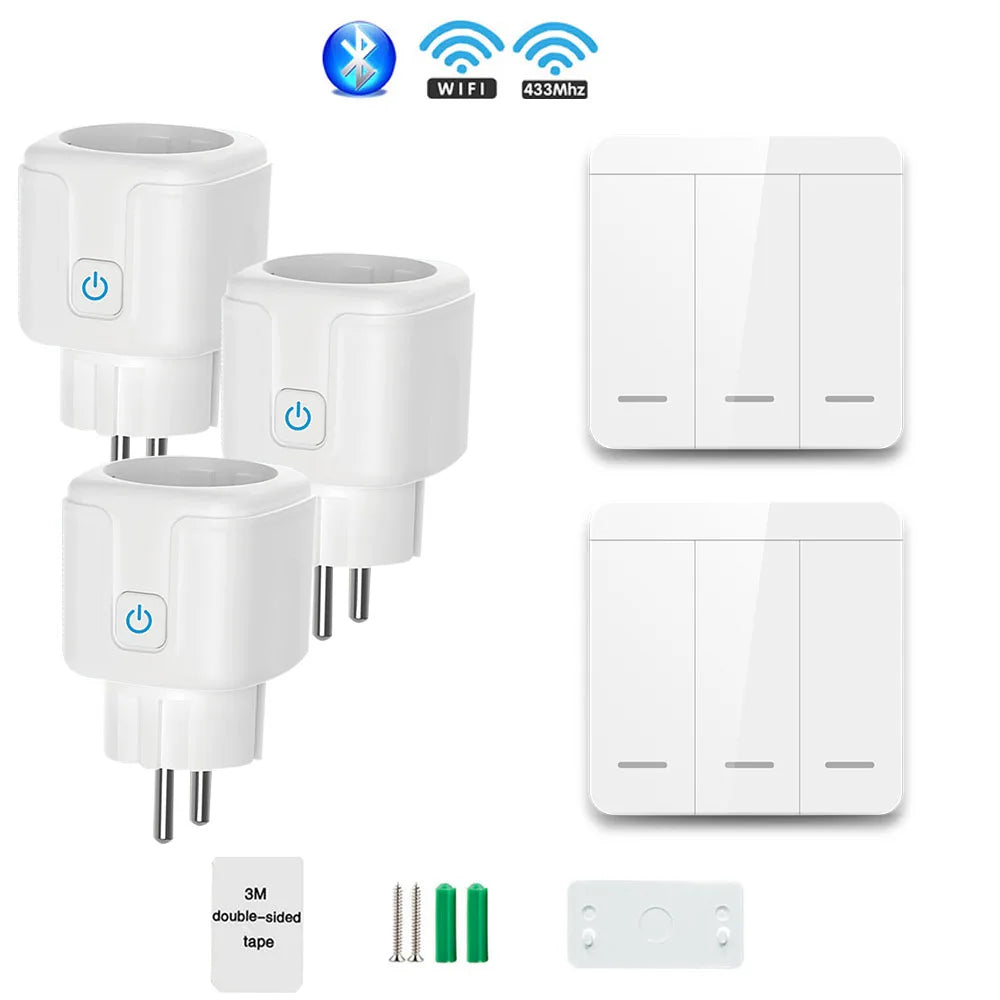 Tuya Smart Life RF 433Mhz Wireless Mini Smart Socket Switch 16A Electrical Outlet Remote EU Plug Voice Control Google Home Alexa