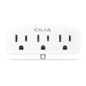 CILIA 3 Outlet Extender Grounded Wall Adapter,outlet splitter,us plug,3AC,125V,15A,1875W，white/black,for home,office electrical