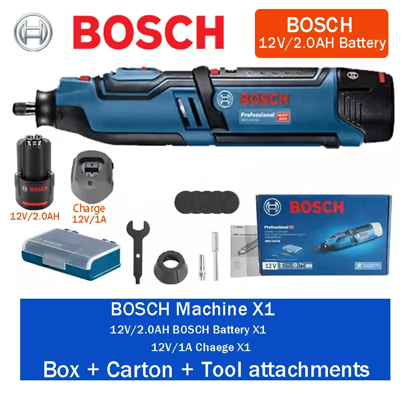 Bosch GRO 12V-35 Wireless Rotary Tool 12V 2.0Ah 3.0Ah Li-Battery Mini Electric Grinder Polishing Cutting Machine Electric Drill
