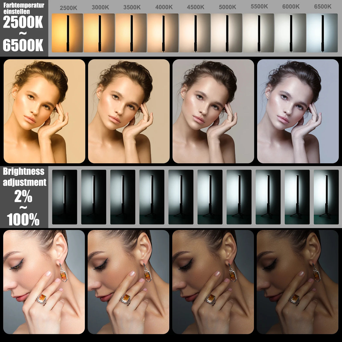 LUXCEO P520 RGB LED Stick Video Light 2500K-6500K Photography Light Handheld Studio Photo Lamp Portable Camera Light for Tiktok - Stereotech