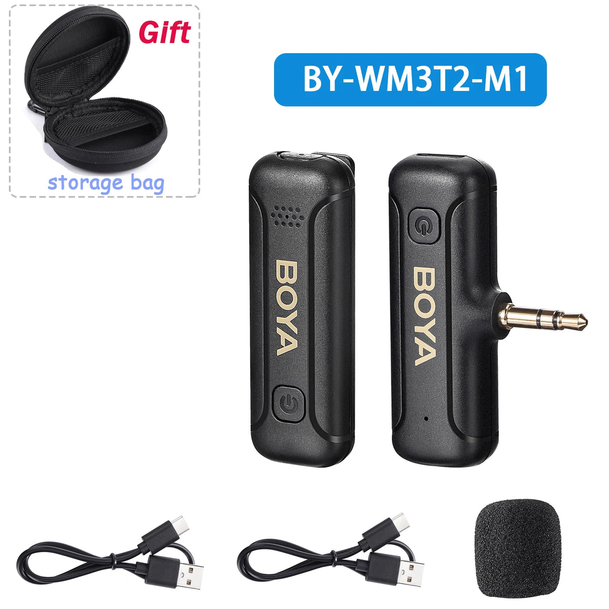 BOYA BY-WM3T2 Professional Wireless Lavalier Lapel Mini Microphone for iphone ipad Android Live Broadcast Streaming Vlogging