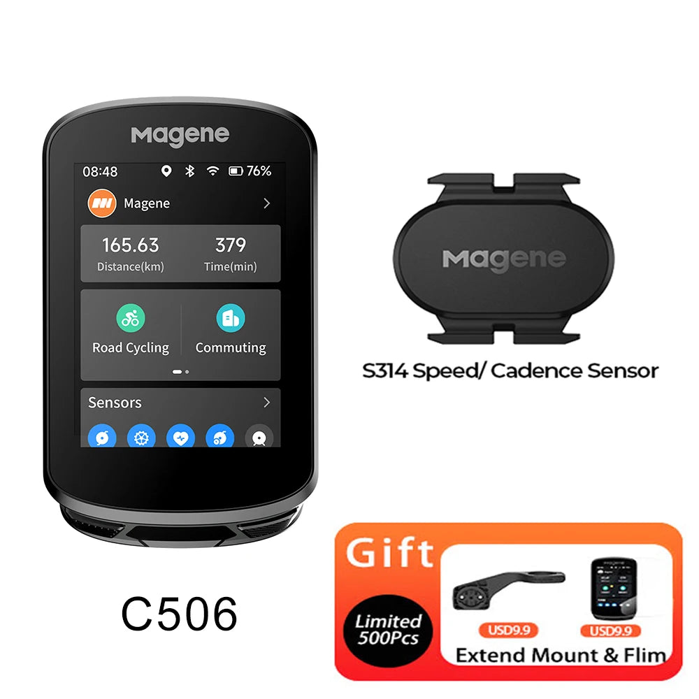 Magene C506 GPS Bike Computer Navigation WiFi Speedometer Color Touchscreen MTB Road Bicycle Odometer Cycling Training Notice