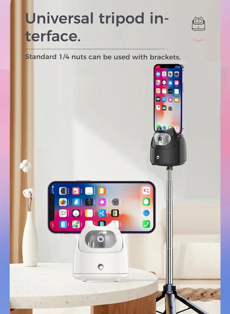 Auto Face Tracking Tripod 360° Rotation Auto Tracking Phone Holder,  Phone Camera Mount Gimbal Stabilizer for Live Vlog Tiktok - Stereotech