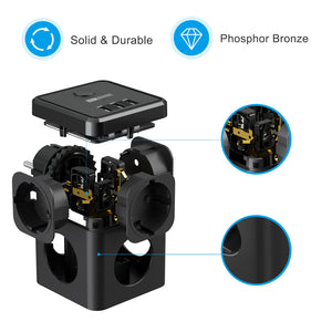 EU Plug Electric Power Strip Cube with 3 AC Outlets 3 USB Port  2400W 5V 2.4A Multi Socket with Switch for Home Without Cable
