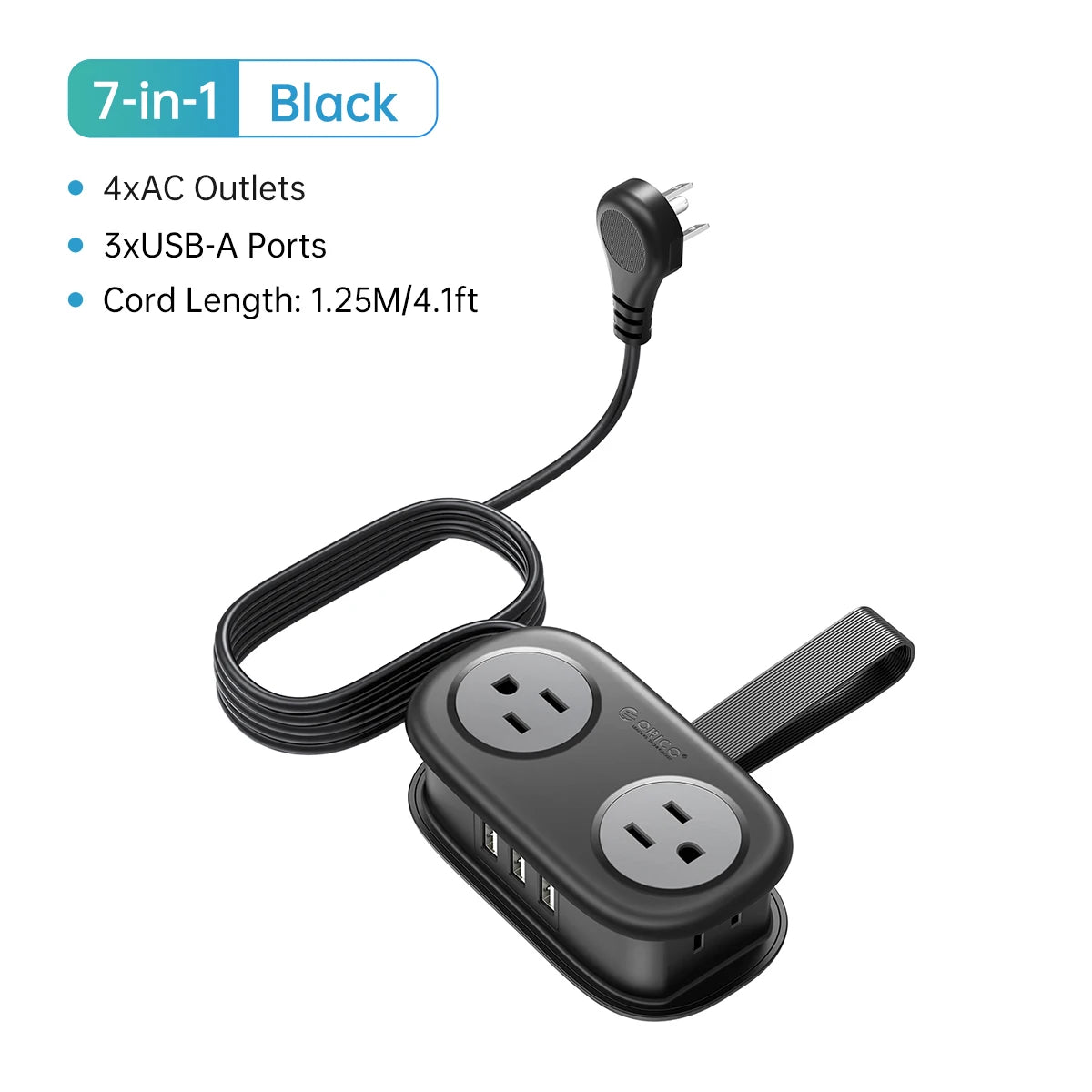 ORICO US Plug Power Strip 4AC 3USB Multi Socket Extension Cord Electrical Power Strip with USB Type C PD Fast Charging