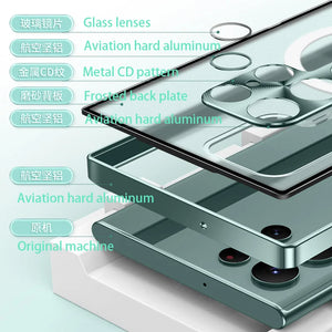 Magnetic Magsafe Case For Samsung Galaxy S24 S23 S22 S21 Ultra Metal aluminium alloy Glass protective ultra-thin back cover