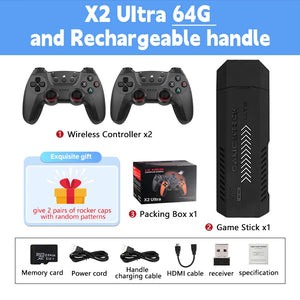 X2 Ultra Retro Game Stick Built-in 37000+ Games 40 Simulators Video Consoles 4K HD TV Handheld Game Player Wireless Game Console