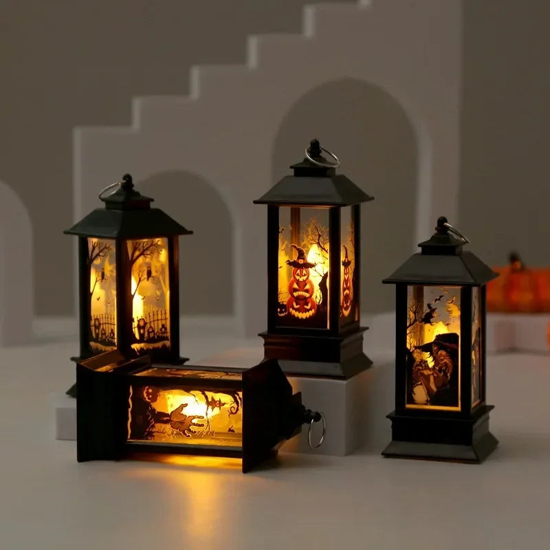 Halloween Decorations Led Candle Light Vintage Witch Castle Pumpkin Ghost Hanging LED Lantern Lamp Haloween Party Decor Supplies