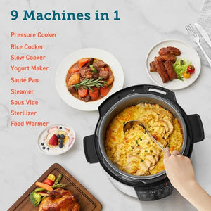 Electric Pressure Cooker 6 qt, 9-in-1 Instant Multi Cooker Saute Pot, 1100W, Stainless Steel