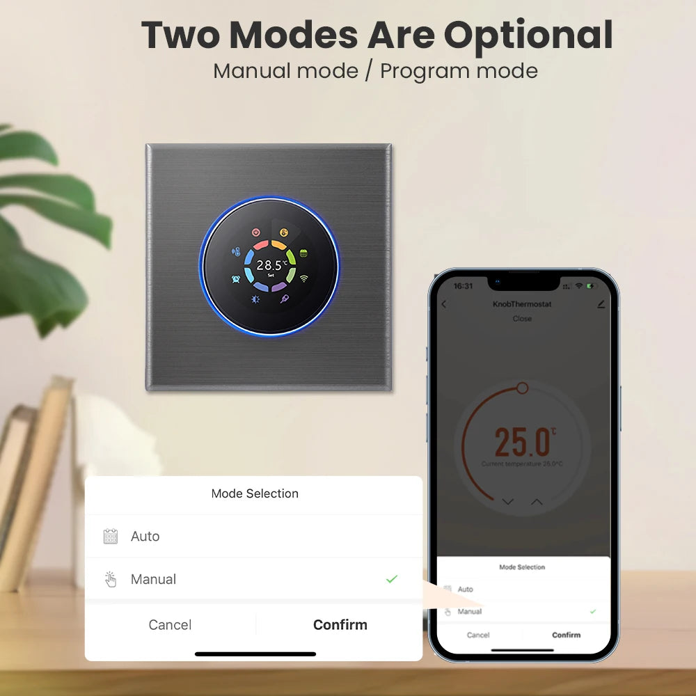 AVATTO WiFi Smart Heating Knob Thermostat LCD Display Touch Screen Temperature Controller For Water Gas Boiler Electric Heating - Stereotech