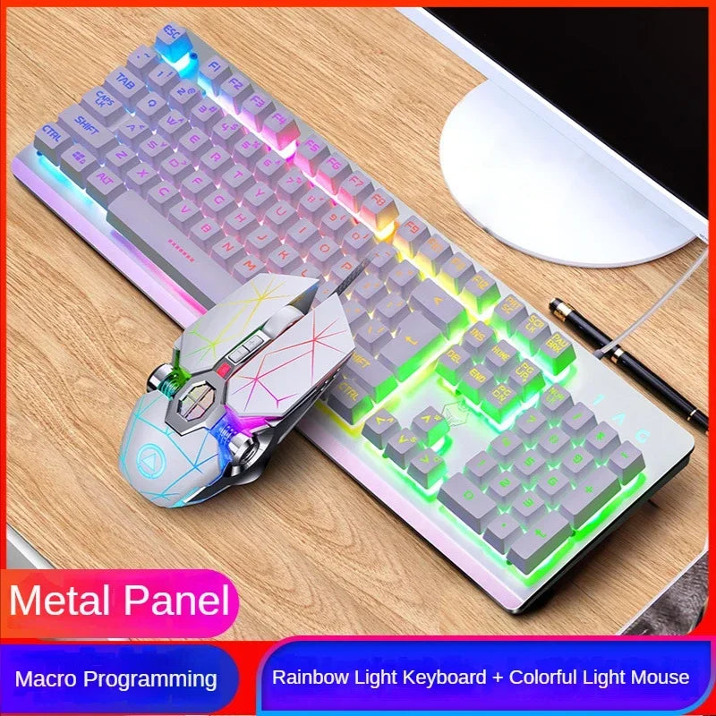 GX2 Wired Combo 104 Keys LED Light Changeable Waterproof RGB Backlit Gaming Mechanical Keyboard And Mouse Set for Desktop Laptop
