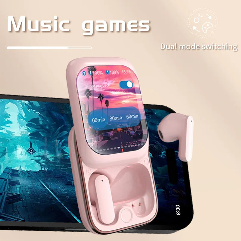 2024 New Wireless Bluetooth Earphone Smart System&amp;Touchscreen Slide Headset TWS Mini Portable In-Ear Sport Earbuds Gift