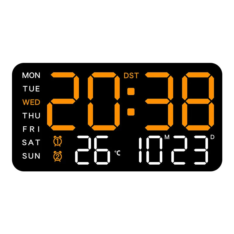Digital Wall Clock Temperature Date Week Display Dual Alarm Clock Voice Control 5 Levels of Brightness Adjustment Table Clock