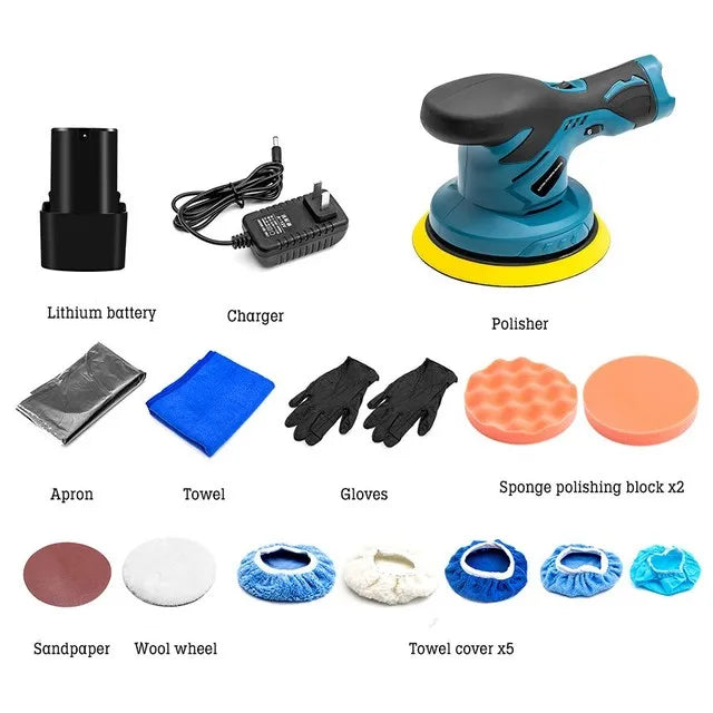 Cordless Car Polisher Multi-functional Electric Rotary Polishing Machine 5000rpm 6 Variable Speed Scratches Repair Waxing Tools