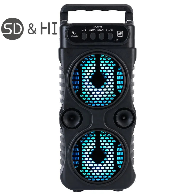 Outdoor Portable Wireless Speaker Dual 3 Inches Music Stereo Subwoofer Bass USB Power Supply For Dancing Party Family Karaoke