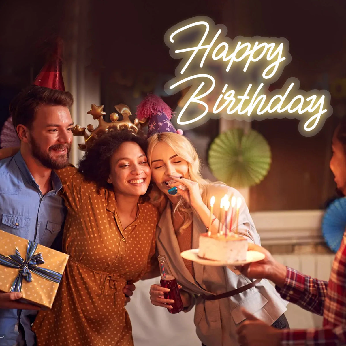 Kelly Led Neon Signs Happy Birthday USB Powered Neon Lights For Birthday Party Bedroom Living Room Wall Decor Gifts Neon Signs