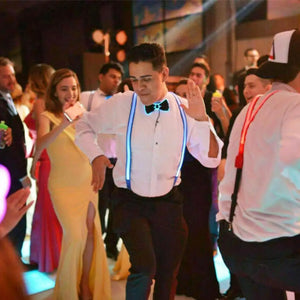 Men's LED Suspenders Luminous Costumes Light Up Bowtie, Burning Man Costume Party Perfect for Music Festival Party