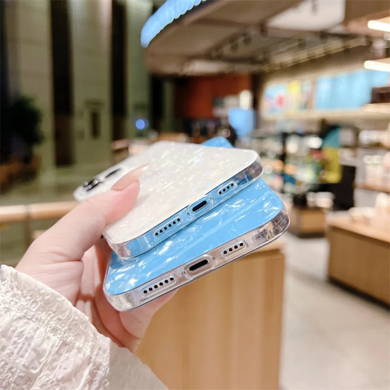 Colorful Dream Shell Texture Phone Case For iPhone 14 13 12 11 Pro Max X XR XS 7 8 14 Plus Shockproof Bumber Soft IMD Back Cover