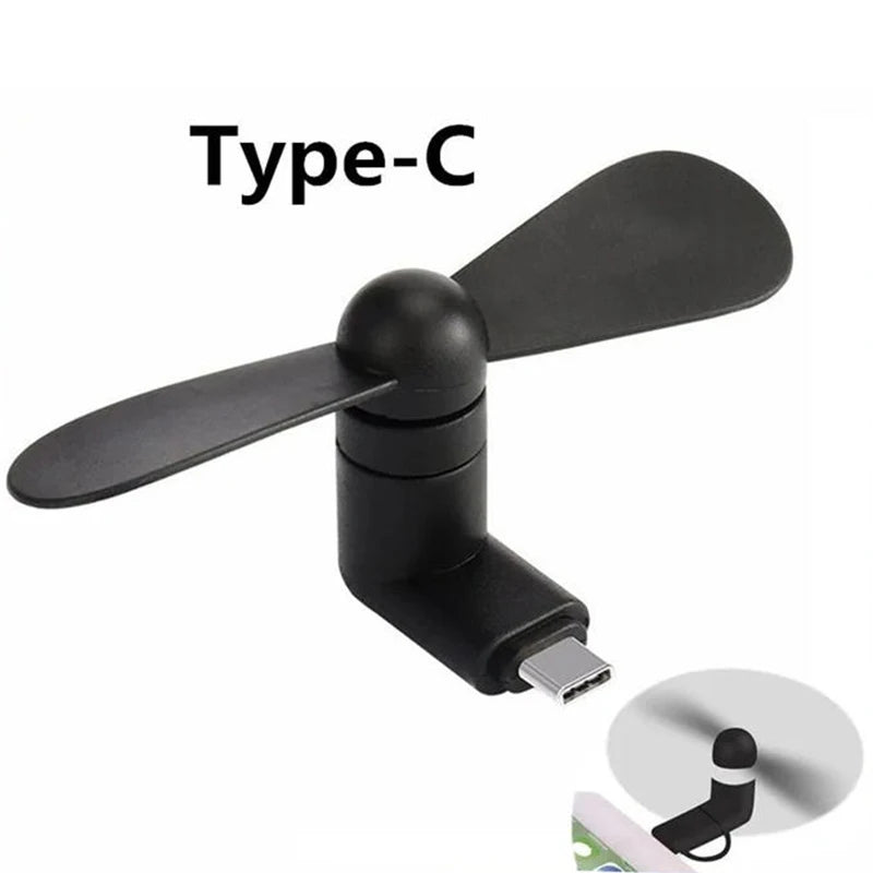 Type C Small Portable Fan Stand Fan Plastic Fan for Mobile Phone Power Bank - Stereotech