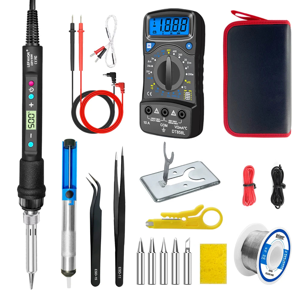 LF 80W Digital display soldering iron welding set C/F switching calibration temperature 100-500C home repair DIY soldering set