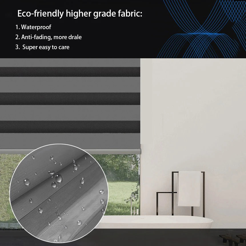 Shadzking Luxury Zebra Blinds Motorized for Window Blinds Roller Day and Night Privacy Protection Zebra Shades for Sliding Doors