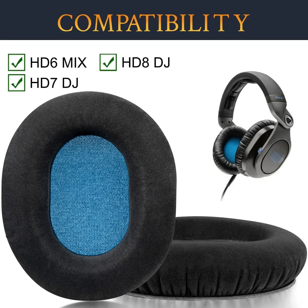 Replacement Ear Pads for Sennheiser HD6 Mix/HD7 DJ/HD8 DJ Earphone Memory Foam Cover Earpads Headphone